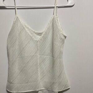 White Satin Sheer Camisole Top Sz 10 Coquette Romantic Lingerie Tank